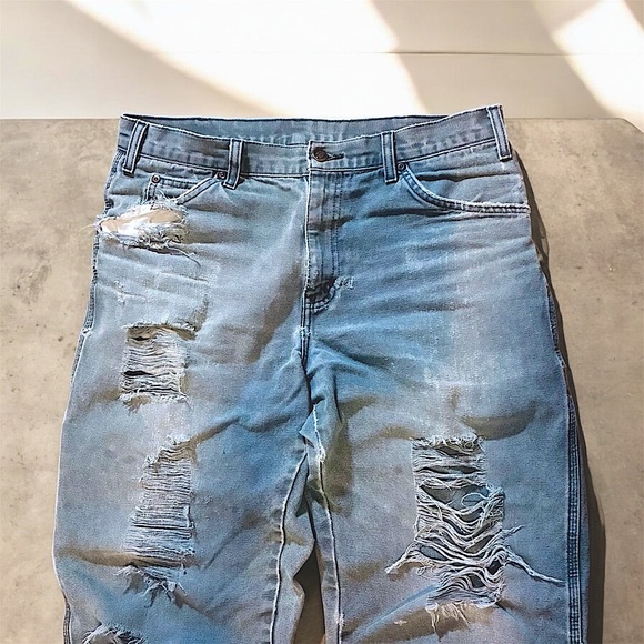 Dickies Relaxed Fit Utility pants Distressed Light Blue sz 32 - Picture 1 of 5
